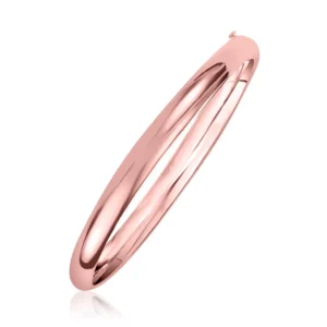 14k Rose Gold Fancy Shiny Dome Bangle (5.00 mm)