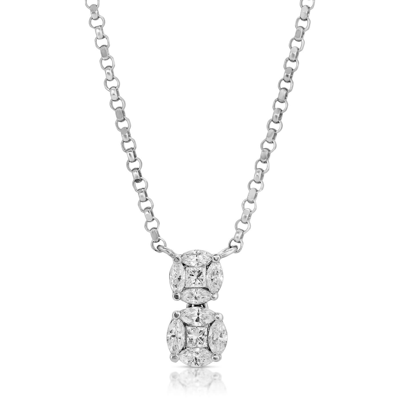 Dual round diamond necklace