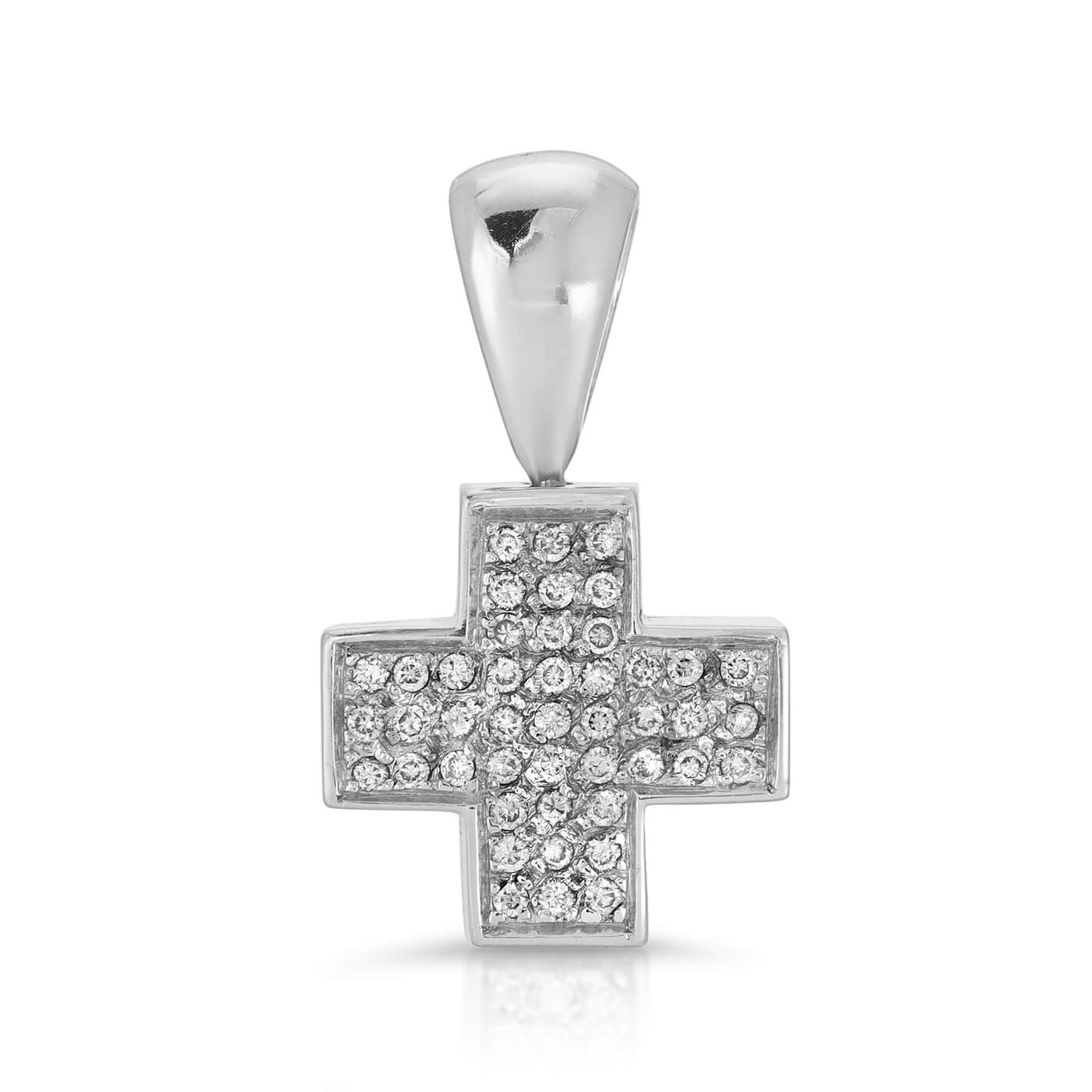 Diamond Greek style cross pendant pave setting