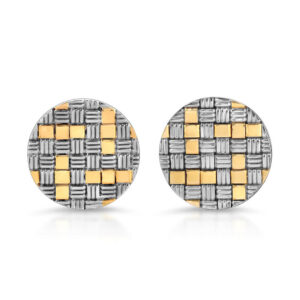 Cartier silver & gold cuff links round monogrammed R