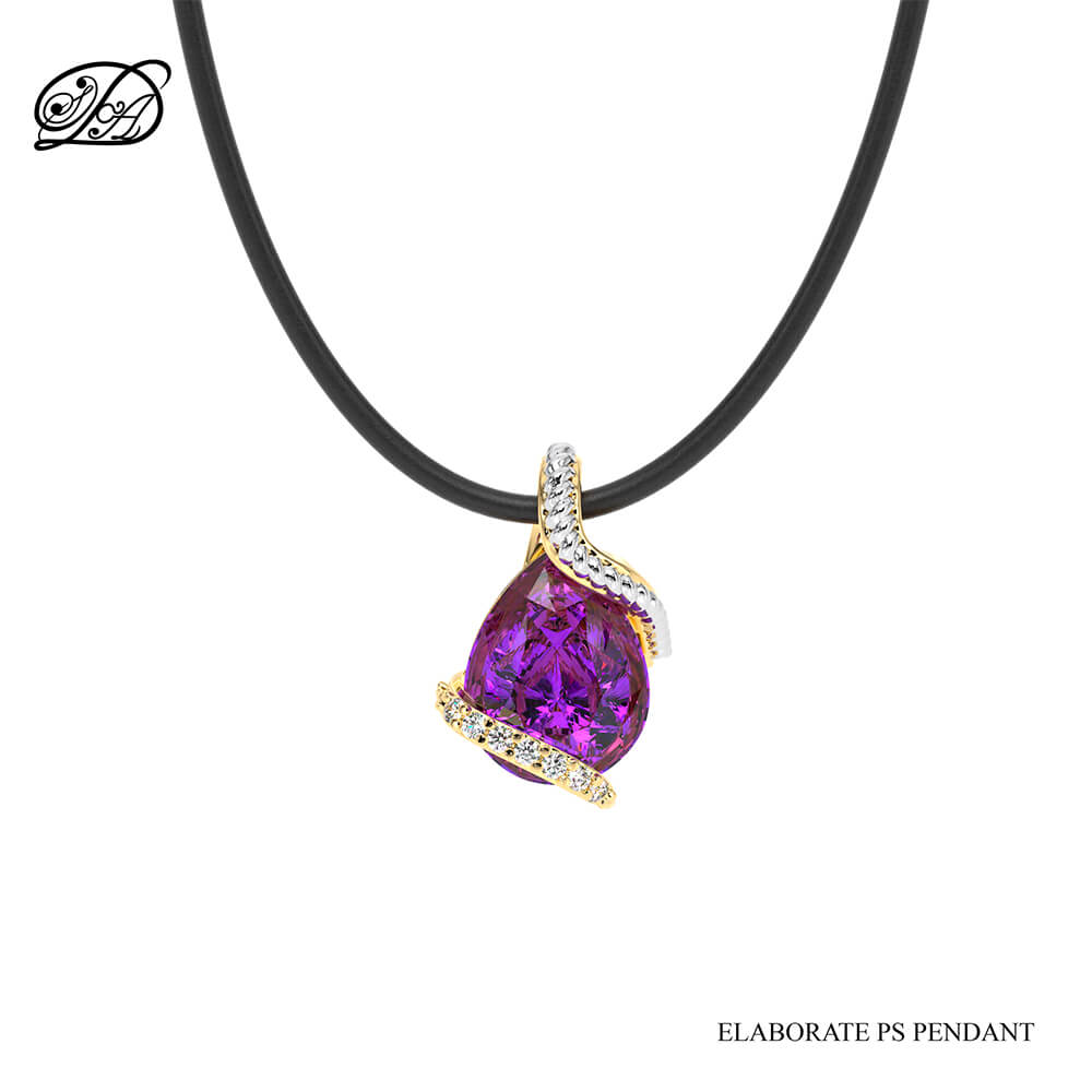 Amethyst pear shape & diamond necklace