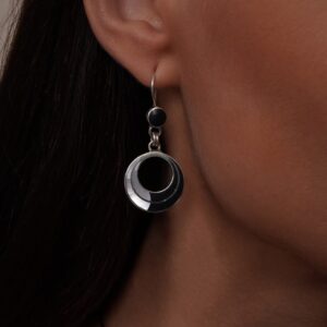 Round MOP & Onyx Earrings
